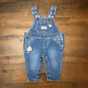 Oshkosh girls denim and embroidered Flowers Overalls Vestback size 3 M